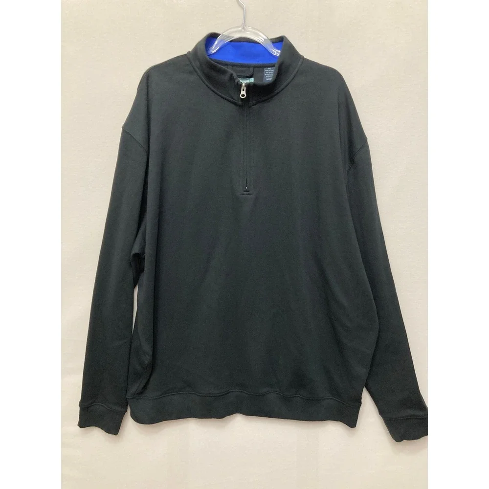 Alan Flusser Quarter Zip Pullover XXL Black Golf Active Mock Neck Sweatshirt